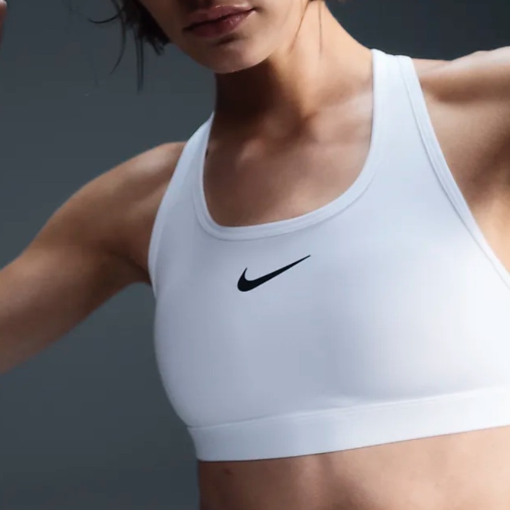 Nike Swoosh Medium-Support Padded Sports Bra in White